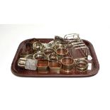 A collection of silver, comprising a George VI silver seven bar toast rack, by Elkington and Co.,