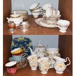 Various part tea wares comprising Royal Albert 'September Song' teapot, milk jug, sugar bowl,
