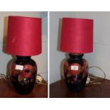 Pair of William Moorcroft pomegranate vases (converted to lamps) (2)