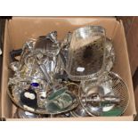 A large quantity of assorted silver plate including tea and coffee wares, a three-light