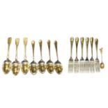 Three George III silver table-spoons and four George V silver table-spoons, by Walker and Hall,