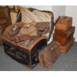 * A large Victorian basketwork trunk, with cover, 92cm wide; together with a collection of 19th/20th