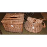 Two wicker fishing creels