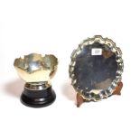 A George V silver waiter and a Victorian silver rose bowl, the first maker's mark rubbed,