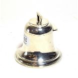 A George V silver inkwell, apparently by Arthur and John Zimmerman, Birmingham, 1911, bell shaped,