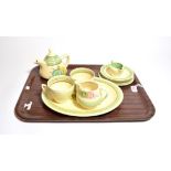 A collection of Clarice Cliff design tablewares, in the Honeydew pattern, Lynton shape, comprising