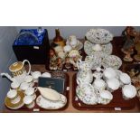 Wedgewood 'Key Stone' pattern tea set in old gold by Susie Cooper, a Queen's 'Country Meadow' part