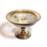 A silver pierced pedestal dish