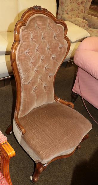 A Victorian mahogany button back bedroom chair