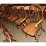 Four Windsor spindle back chairs and two carvers (6)