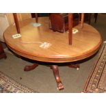 A Victorian mahogany oval breakfast table, 135cm by 105cm by 73cm high