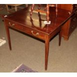 A George III inlaid mahogany drop leaf side table