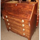 A George III mahogany bureau with fitted interior