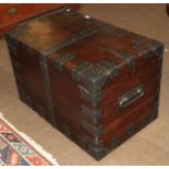 A 19th century iron bound wooden trunk