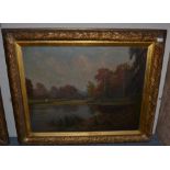 British School, (early 20th century) Autumnal landscape, indistinctly signed, oil on canvas, 70cm by