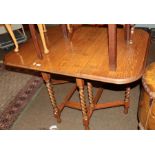 A nest of three tables, two piano stools, three foot stools and an oak gate-leg table (6)