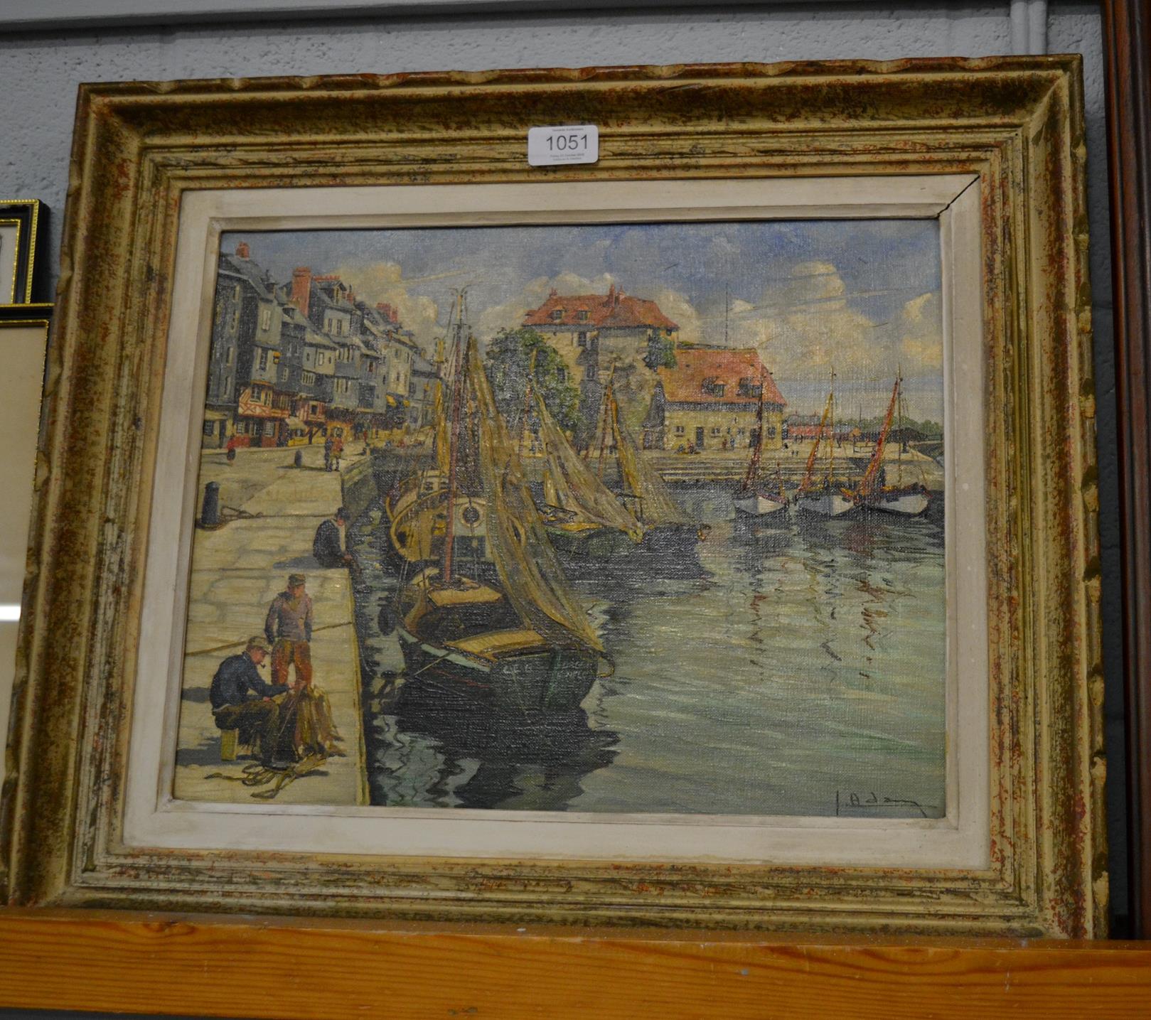 A French school (20th century), Harbour scene, Honfleur? indistinctly signed, oil-on-canvas, 31.