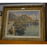 A French school (20th century), Harbour scene, Honfleur? indistinctly signed, oil-on-canvas, 31.
