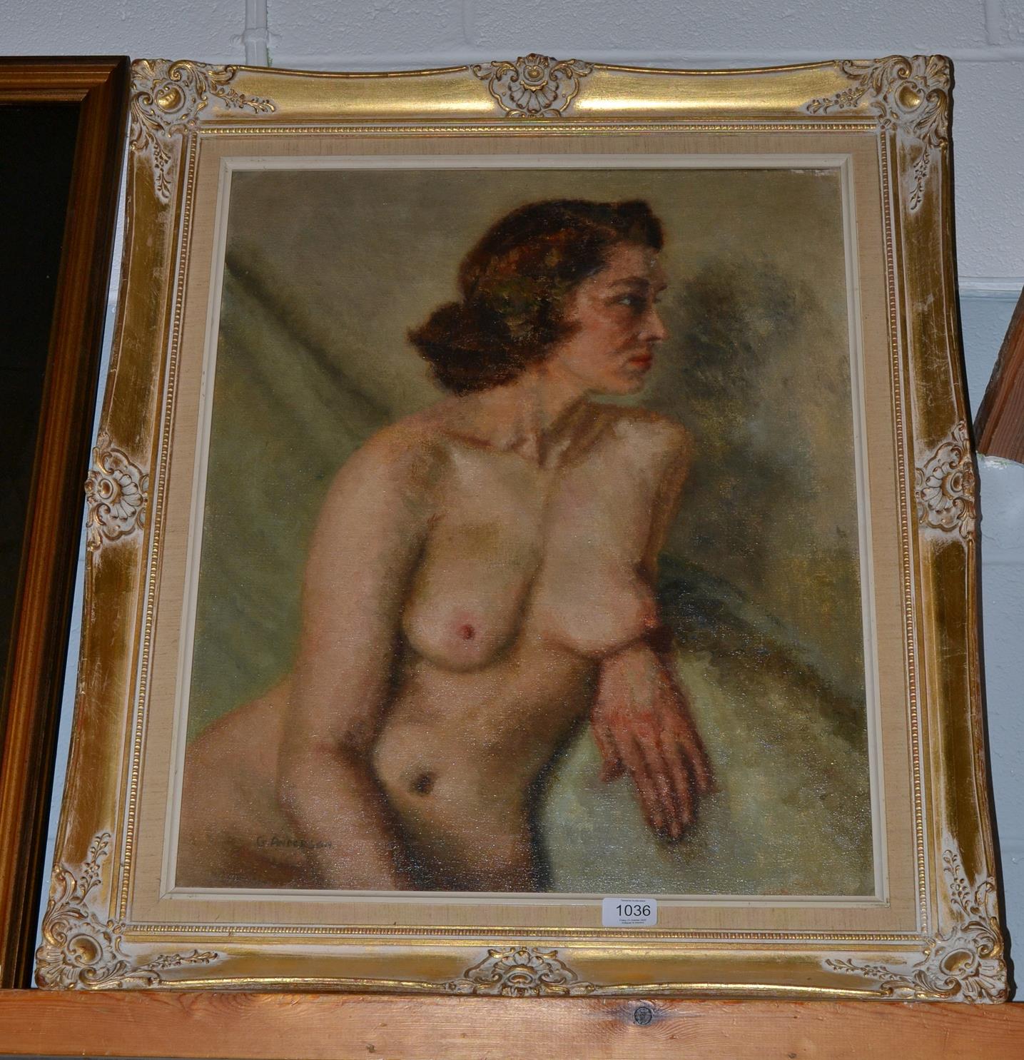 G. Anderson (20th century) Study of a nude, signed, oil on canvas, 60cm by 49cm