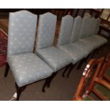 A set of ten Georgian style chairs, upholstered in Colefax & Fowler F2801/03, with single piping