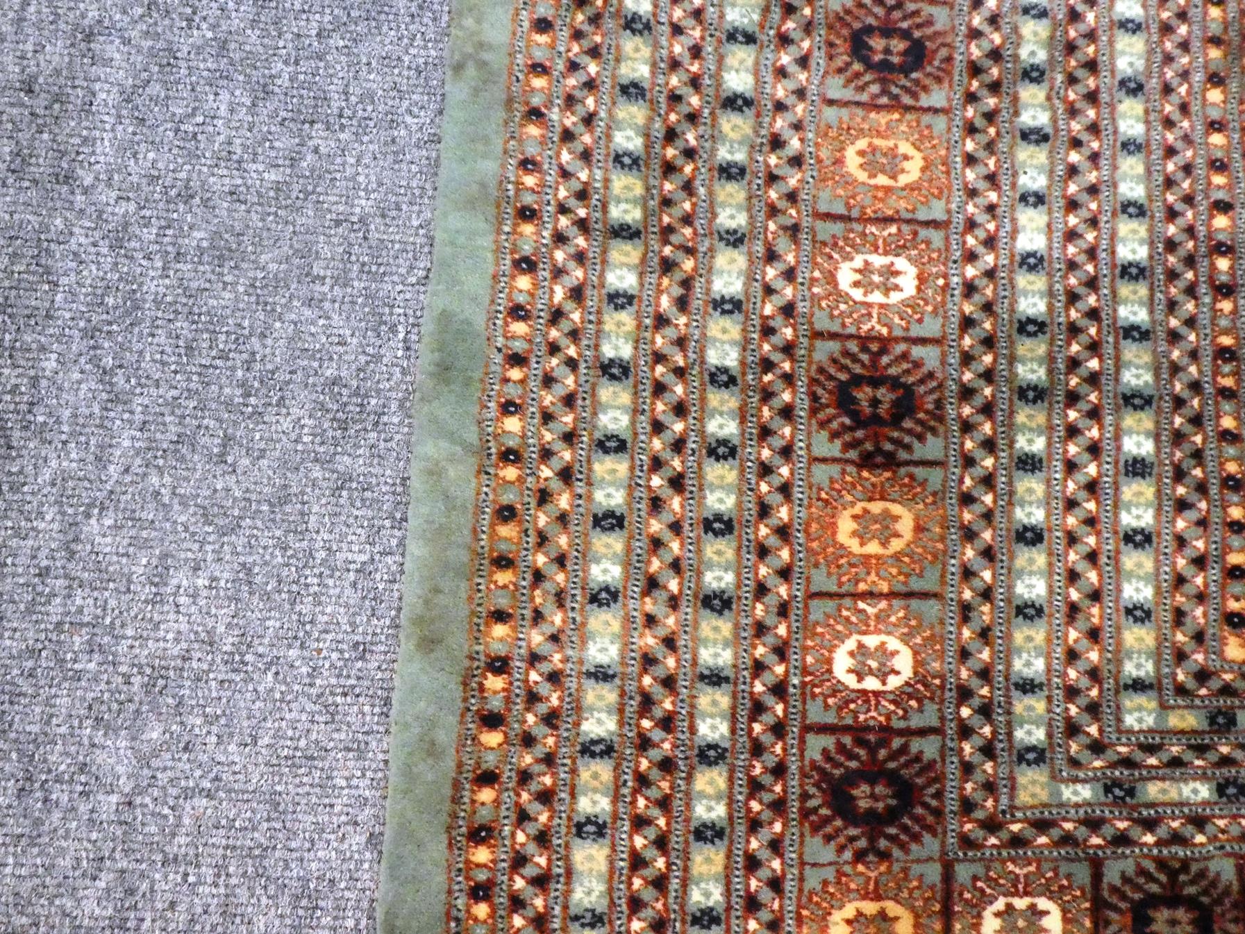 Lahore Bukhara carpet, the mint field with an all over design of Turkmen guls enclosed by multiple - Image 6 of 6