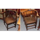 A pair of late 18th century oak corner chairs