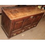 A George III oak three-panel mule chest