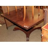 A William IV mahogany breakfast table with top and waisted X-form base, 131cm by 128cm by 71cm high