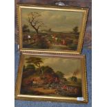 * Style of John Nost Sartorius (1759-1828) Hunting scenes, a pair, oil on canvas, bearing