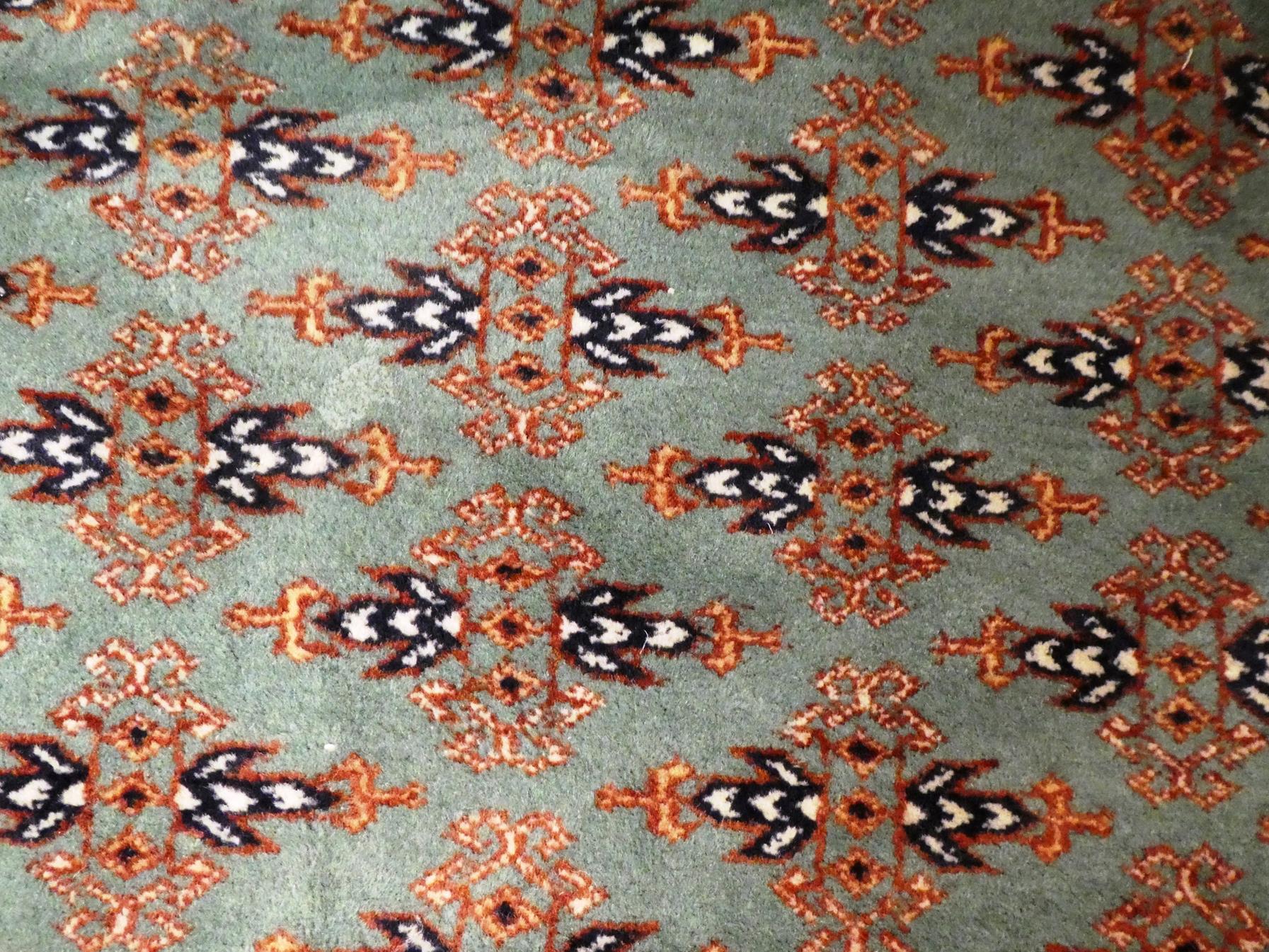 Lahore Bukhara carpet, the mint field with an all over design of Turkmen guls enclosed by multiple - Image 4 of 6