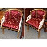 A pair of Empire style gilt decorated swan neck armchairs (2)