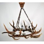 Antler Furniture: A Red Deer Antler Mounted Chandelier, circa late 20th century, constructed with