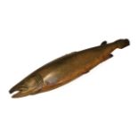 Sporting/Fishing: A Large Carved Wooden Model of a Salmon, by P.D. Malloch of Perth, Scotland,