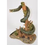 Taxidermy: A Japanese Rat Snake (Elaphe climacophora), modern, full mount adult coiled around a