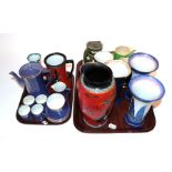 A quantity of Carlton ware ceramics including vases, jugs, coffee cans, etc (two trays)