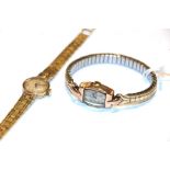 A lady's 9 carat gold Rone Incabloc wristwatch; with another lady's 9 carat gold wristwatch with a