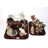 Beswick horses including shire mare, cantering shire and shire foal, together with with Beswick
