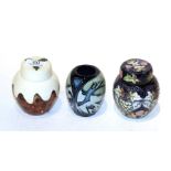 A Moorcroft Knypersley pattern vase and two ginger jars (3) . Ginger jars -