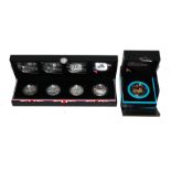 3 x Silver Proof £5 Coins 'Countdown to London 2012' dated 2009 ('Swimming'), 2010 ('Athletics') &