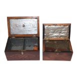 A George III mahogany two-division tea caddy; and a later tea caddy of rectangular form (2)