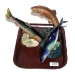 Beswick fish models: Trout 1246, Trout 1032 and Ocean Bonito, model No. 1232 (a.f.) (3)