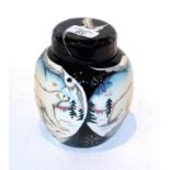 A Moorcroft collector's club Arctic Tundra ginger jar and cover . First quality. Some firing flaws