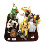 A collection of Royal Doulton figures comprising Lobster man HN2323, Lifeboat man HN2764, Winston