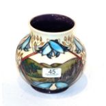 A Moorcroft 'Wuthering Heights' vase. First quality. 14.5cm high. Good condition.