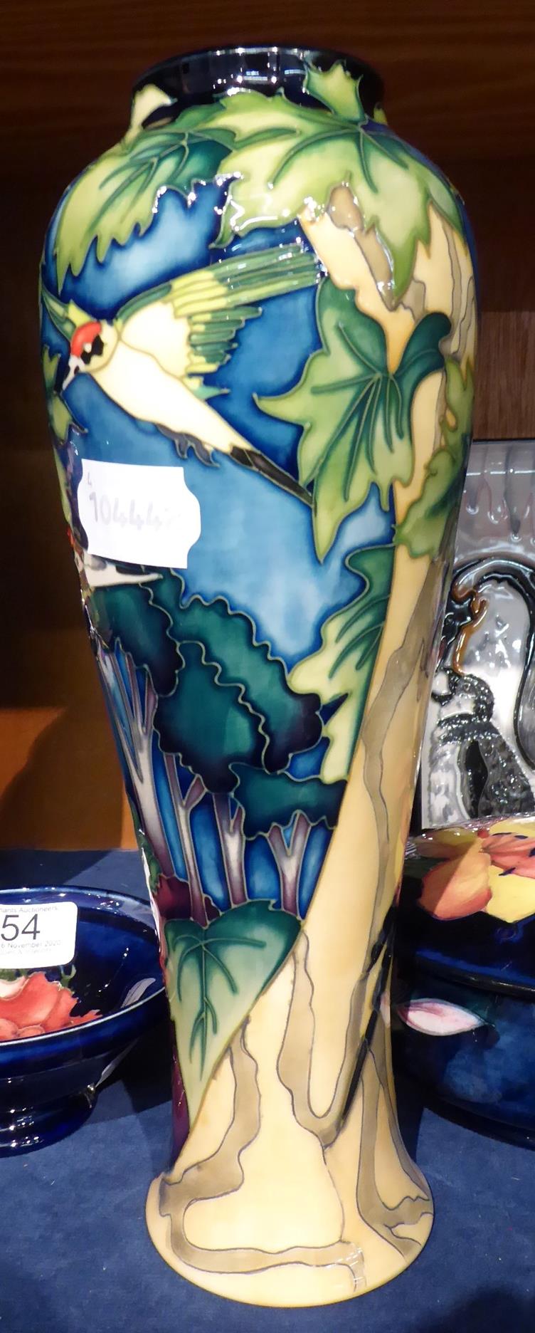 A Moorcroft green woodpecker vase. 26cm high. Good condition. - Image 6 of 7