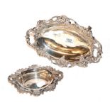 A silver fruit dish, Birmingham marks, on four feet; with another dish (2)