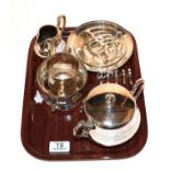 Various silver including two Armada dishes, a lidded sucrier, a cream jug, a twin handled bowl, a