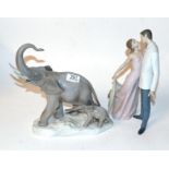 A Lladro china figure, modelled as two dancers; and a Lladro figure group modelled at two