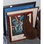 Malcolm Dormer 20th century acrylic of Paul Mcartney and John Lennon, two Star Wars items and a