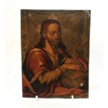 Northern European (19th century), Salvator Mundi, oil on paper laid onto copper (possibly on a